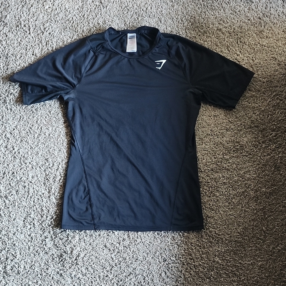 Gymshark Black Short-Sleeve Performance Tee with White Logo